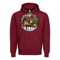 Burgundy elk buck deer christmas Zipper Hoodie - LillyAllenDesigns
