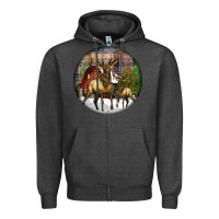 Charcoal Heather elk buck deer christmas Zipper Hoodie - LillyAllenDesigns