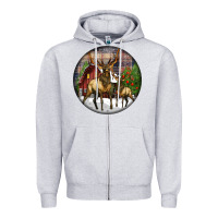 Heather Grey elk buck deer christmas Zipper Hoodie - LillyAllenDesigns