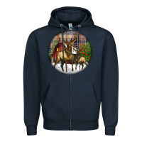 Navy elk buck deer christmas Zipper Hoodie - LillyAllenDesigns