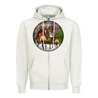 Oatmeal Heather elk buck deer christmas Zipper Hoodie - LillyAllenDesigns