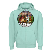 Seafoam elk buck deer christmas Zipper Hoodie - LillyAllenDesigns