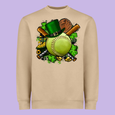 St.patrick's Day Softball Heavyweight Sweatshirt Designed By Fadigitalartstudio
