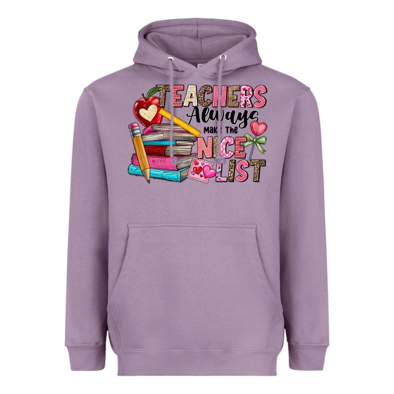 Teachers Always Make The Nice List Heavyweight Hoodie by CowhideDigitalArt | Teevron