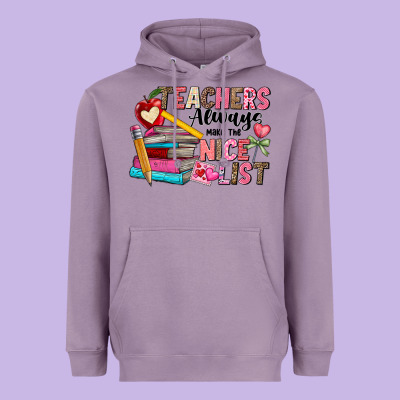 Teachers Always Make The Nice List Heavyweight Hoodie Designed By Cowhidedigitalart