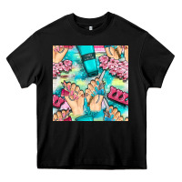 Black hand cream and nail tools with serape and glitter seamless pattern bbs Heavy Core Tee - BundleAndBundleShop