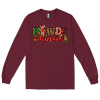 Burgundy howdy christmas gingerman bread with cowboy Long Sleeve Tee - CowGirlArtShop