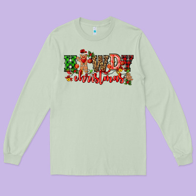 Howdy Christmas Gingerman Bread With Cowboy Long Sleeve Tee Designed By Cowgirlartshop