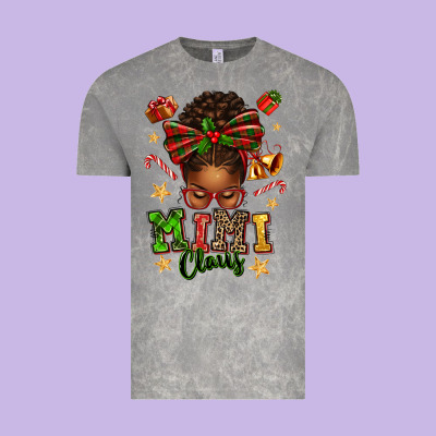 Mimi Claus Afro Messy Bun Vintage Tee Designed By Texasbilliewilder