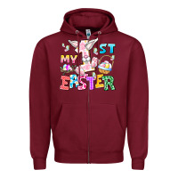 Burgundy My 1st Easter Zipper Hoodie - CowhideDigitalArt