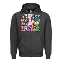 Charcoal Heather My 1st Easter Zipper Hoodie - CowhideDigitalArt