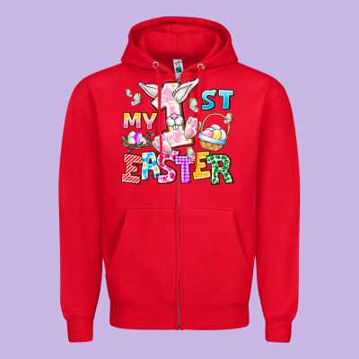 My 1st Easter Zipper Hoodie Designed By Cowhidedigitalart