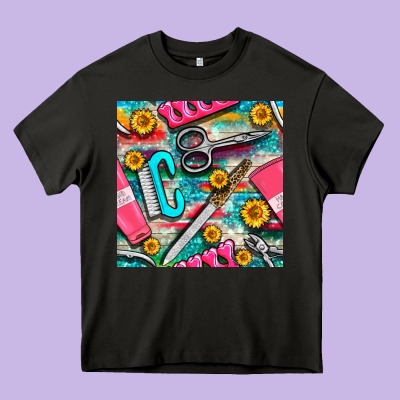 Nail Art Tools And Hand Cream With Serape And Turquoise Glitter Seamle Heavy Core Tee Designed By Bundleandbundleshop