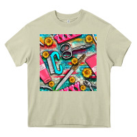 Mossy nail art tools and hand cream with serape and turquoise glitter seamle Heavy Core Tee - BundleAndBundleShop