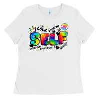 White self love tie dye Ladies Tee - Artiststas