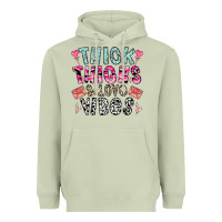 Matcha Thick Thighs And Love Vibes Heavyweight Hoodie - CowhideDigitalArt