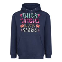 Navy Thick Thighs And Love Vibes Heavyweight Hoodie - CowhideDigitalArt