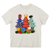 Cream Christmas With Ice Hockey Trees Heavy Core Tee - BundleAndBundleShop
