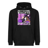 Black anime cat anime stuff Heavyweight Hoodie - lanVoArt