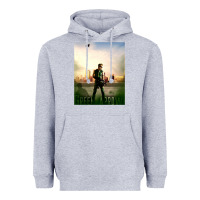 Heather Grey green arrow Heavyweight Hoodie - lanVoArt