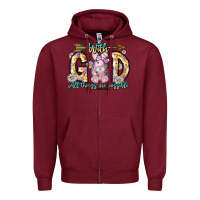 Burgundy With God All Things Are Possible Easter Day Zipper Hoodie - CowhideDigitalArt