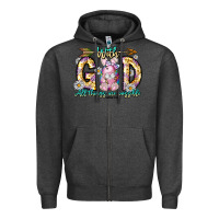 Charcoal Heather With God All Things Are Possible Easter Day Zipper Hoodie - CowhideDigitalArt