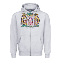 Heather Grey With God All Things Are Possible Easter Day Zipper Hoodie - CowhideDigitalArt