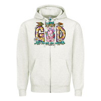 Oatmeal Heather With God All Things Are Possible Easter Day Zipper Hoodie - CowhideDigitalArt