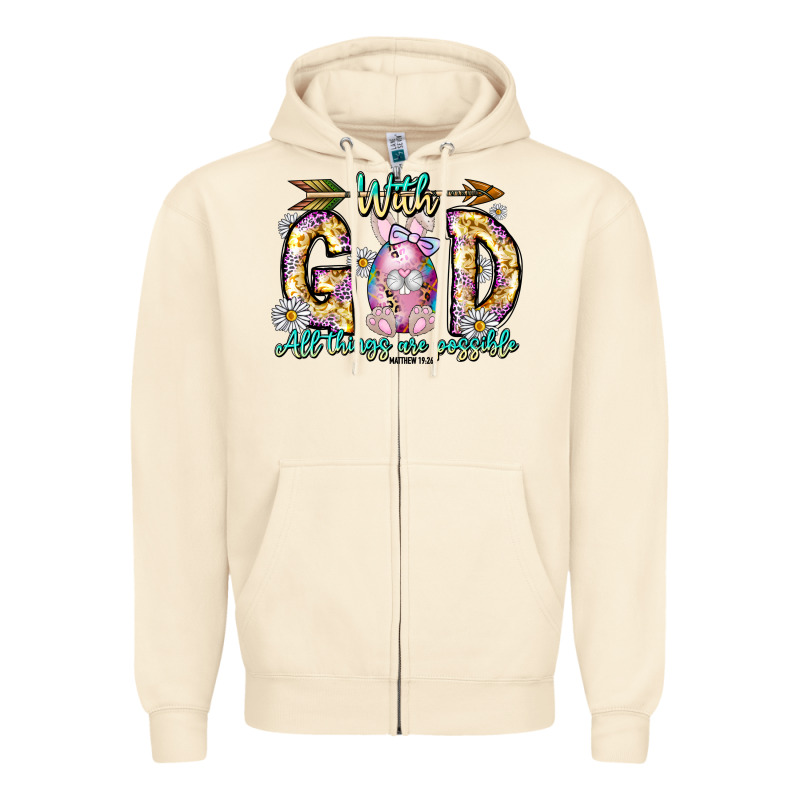 With God All Things Are Possible Easter Day Zipper Hoodie by CowhideDigitalArt | Teevron