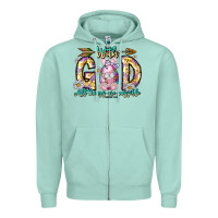 Seafoam With God All Things Are Possible Easter Day Zipper Hoodie - CowhideDigitalArt
