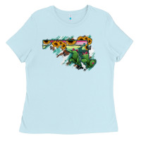Baby Blue Maryland Map Sunflower Cactus Serape Ladies Tee - RanaPortraitStore