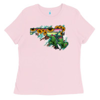 Bubblegum Pink Maryland Map Sunflower Cactus Serape Ladies Tee - RanaPortraitStore