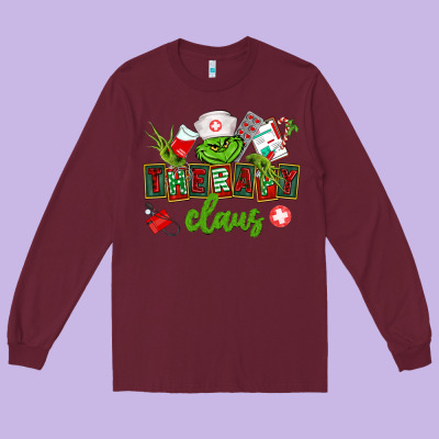 Therapy Claus Long Sleeve Tee Designed By Cowgirlartshop