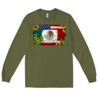 Army Green mexican american flag background Long Sleeve Tee - Jasminsmagicworld