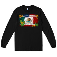 Black mexican american flag background Long Sleeve Tee - Jasminsmagicworld