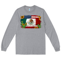 Heather Grey mexican american flag background Long Sleeve Tee - Jasminsmagicworld