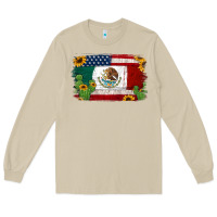 Mushroom mexican american flag background Long Sleeve Tee - Jasminsmagicworld