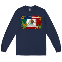 Navy mexican american flag background Long Sleeve Tee - Jasminsmagicworld