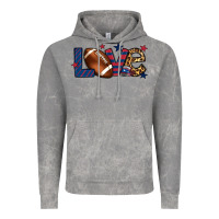 Cloud Rock Love Football team color red blue 4th of july Vintage Hoodie - HowdyJamesFarm