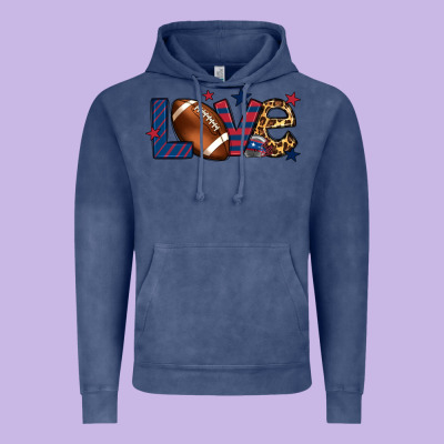 Love Football Team Color Red Blue 4th Of July Vintage Hoodie Designed By Howdyjamesfarm