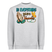 Heather Grey İn Everything Give Thanks Heavyweight Sweatshirt - BundleAndBundleShop