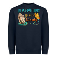 Navy İn Everything Give Thanks Heavyweight Sweatshirt - BundleAndBundleShop