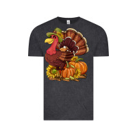 Vintage Black Thanksgiving turkey with pumpkin and sunflower Vintage Tee - NancyCooperArtShop