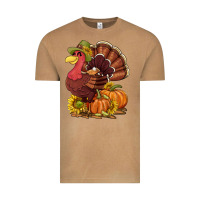 Vintage Camel Thanksgiving turkey with pumpkin and sunflower Vintage Tee - NancyCooperArtShop