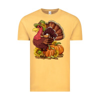 Vintage Mustard Thanksgiving turkey with pumpkin and sunflower Vintage Tee - NancyCooperArtShop