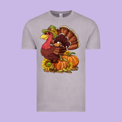 Thanksgiving Turkey With Pumpkin And Sunflower Vintage Tee Designed By Nancycooperartshop