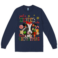 Navy just a heifer who loves christmas cow Long Sleeve Tee - CowGirlArtShop