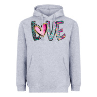 Heather Grey Valentine Love Heavyweight Hoodie - CowhideDigitalArt
