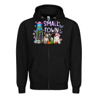 Black Small Town Easter Day Zipper Hoodie - CowhideDigitalArt