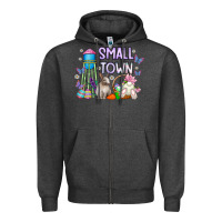 Charcoal Heather Small Town Easter Day Zipper Hoodie - CowhideDigitalArt